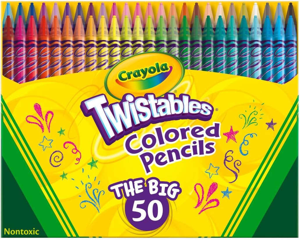 Twistables Colored Pencil Set (50Ct), No Sharpen Colored Pencils for Kids, Kids Art Supplies for Back to School, 4+ [Amazon Exclusive]