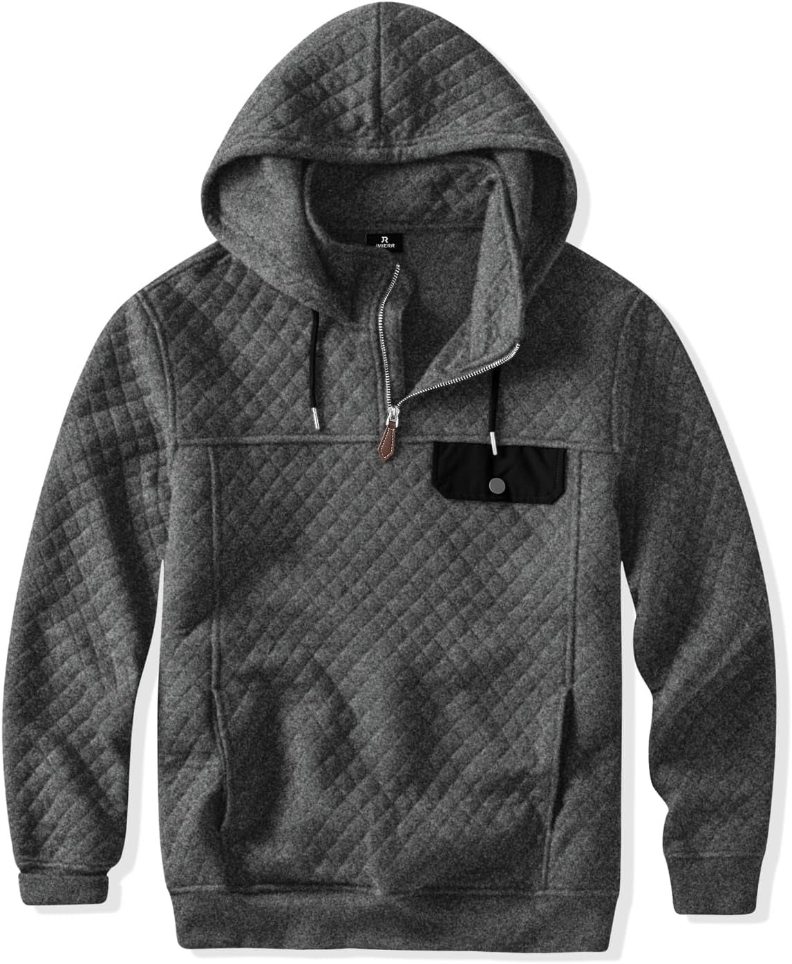 Men'S Quilted Hoodies Casual Long Sleeve Quarter-Zip Pullover Sweatshirt with Pockets