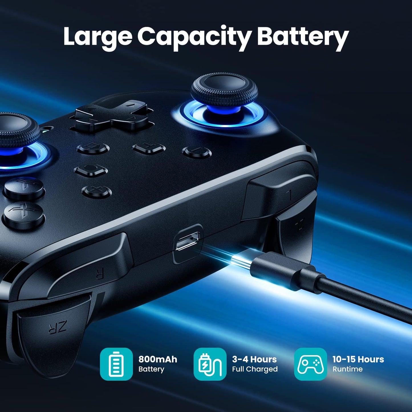 Switch Controllers Wireless, Compatible with Switch Pro Controllers for Switch/Switch Lite/Oled/Pc, One-Key Pairing Gamepad with 9-Color RGB Leds 1000Mah Battery 6-Axis Motion Wake up Function