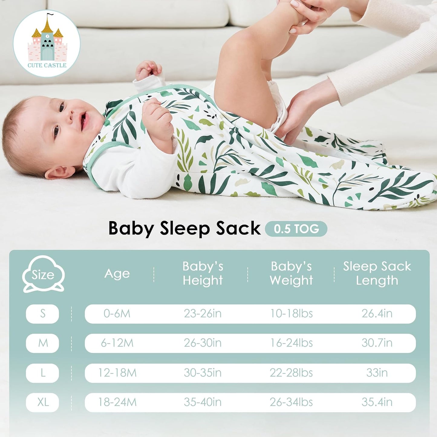 Baby Sleep Sack 0-6 Months - Lightweight 100% Cotton 2-Way Zipper TOG 0.5 Infant Wearable Blanket, Newborn Essentials Toddler Sleep Clothes (3 Pack Green)