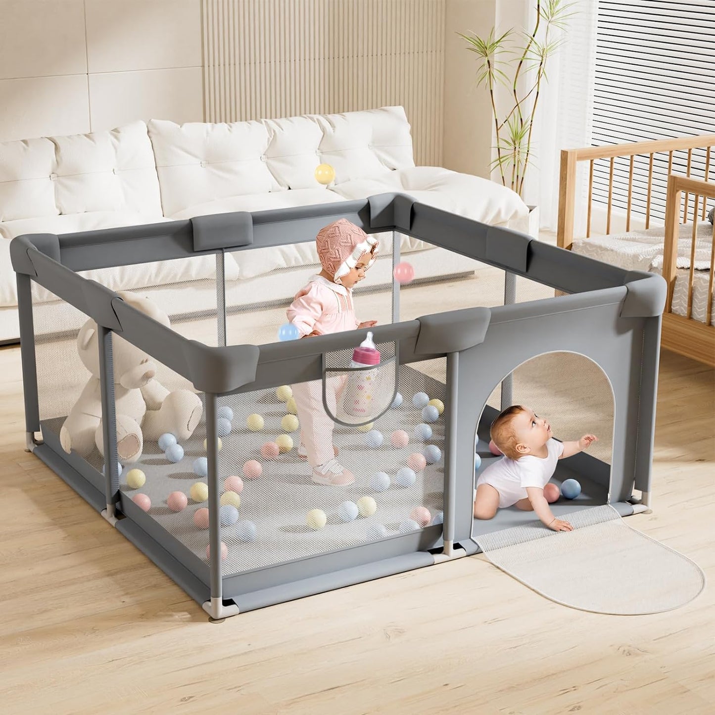 Baby Playpen: Large Baby Playard for Toddler, Bpa-Free, Non-Toxic, Safe No Gaps Play Yard for Babies, Indoor & Outdoor Kids Activity Center Baby Fence 51"X51"X26.8"